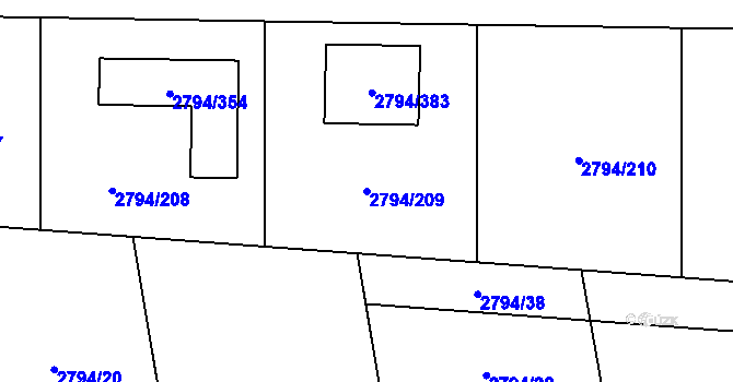 Parcela st. 2794/209 v KÚ Mohelnice, Katastrální mapa