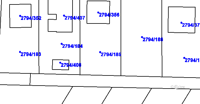 Parcela st. 2794/185 v KÚ Mohelnice, Katastrální mapa