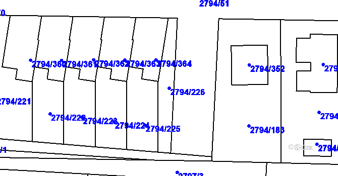 Parcela st. 2794/226 v KÚ Mohelnice, Katastrální mapa