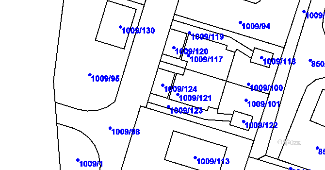 Parcela st. 1009/124 v KÚ Mohelnice, Katastrální mapa
