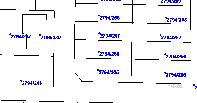 Parcela st. 2794/266 v KÚ Mohelnice, Katastrální mapa