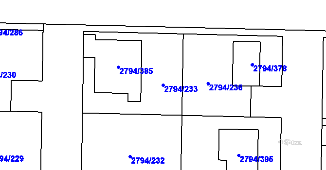 Parcela st. 2794/233 v KÚ Mohelnice, Katastrální mapa