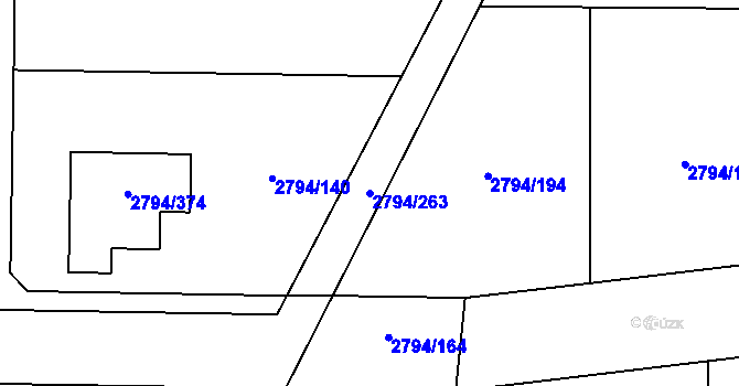 Parcela st. 2794/263 v KÚ Mohelnice, Katastrální mapa