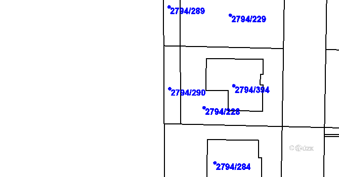 Parcela st. 2794/290 v KÚ Mohelnice, Katastrální mapa