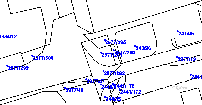 Parcela st. 2977/291 v KÚ Mohelnice, Katastrální mapa