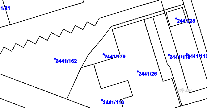 Parcela st. 2441/179 v KÚ Mohelnice, Katastrální mapa