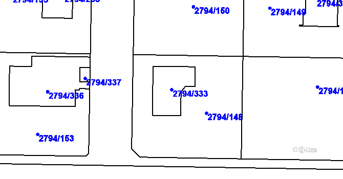 Parcela st. 2794/333 v KÚ Mohelnice, Katastrální mapa