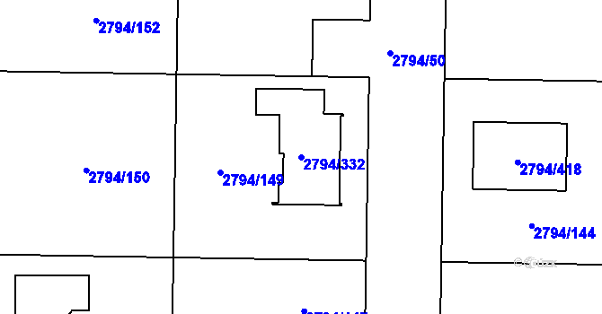 Parcela st. 2794/332 v KÚ Mohelnice, Katastrální mapa