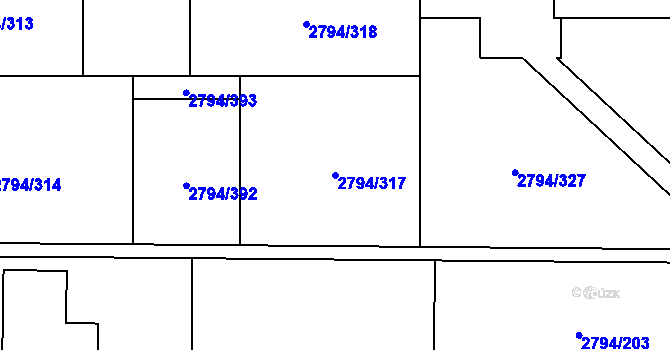 Parcela st. 2794/317 v KÚ Mohelnice, Katastrální mapa