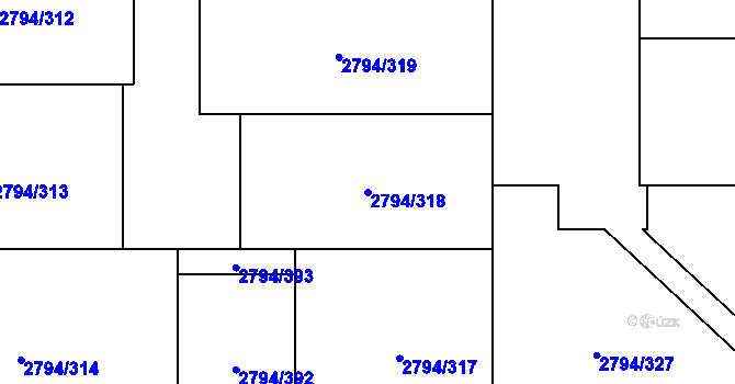 Parcela st. 2794/318 v KÚ Mohelnice, Katastrální mapa