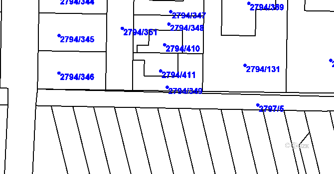 Parcela st. 2794/349 v KÚ Mohelnice, Katastrální mapa