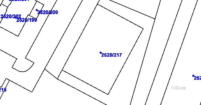 Parcela st. 2520/217 v KÚ Mohelnice, Katastrální mapa