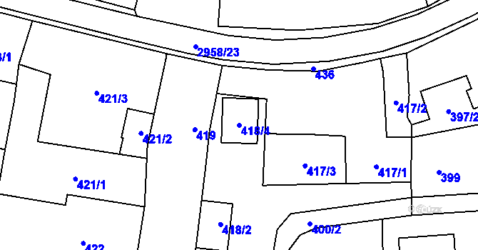 Parcela st. 418/4 v KÚ Mohelnice, Katastrální mapa