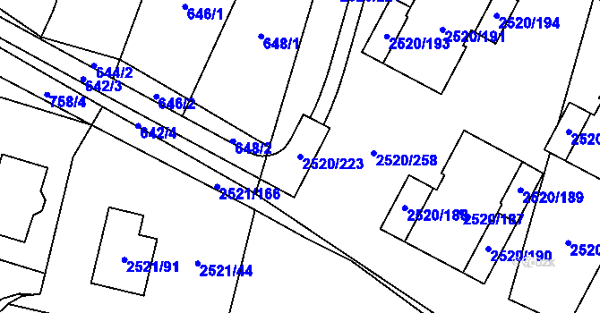 Parcela st. 2520/223 v KÚ Mohelnice, Katastrální mapa