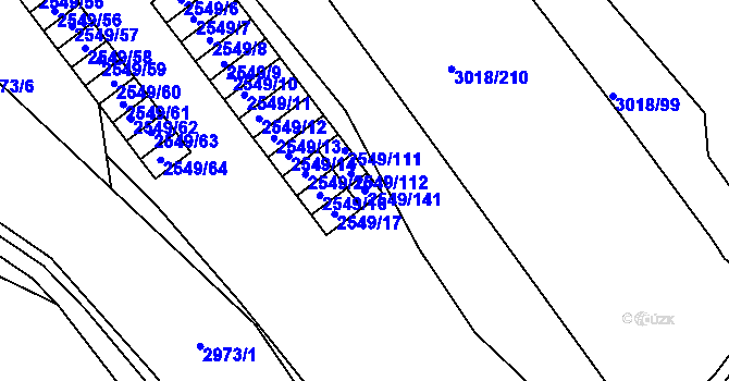 Parcela st. 2549/141 v KÚ Mohelnice, Katastrální mapa