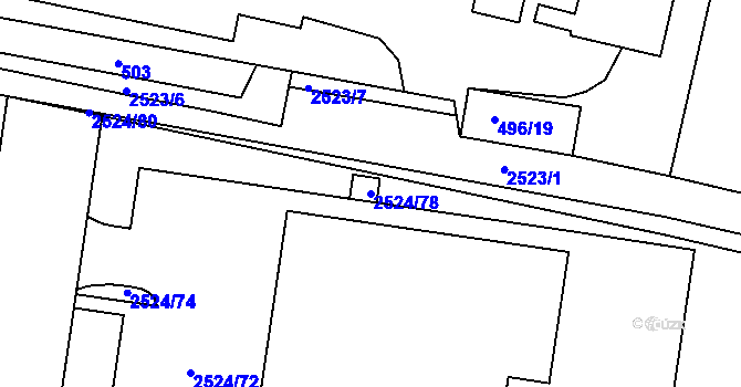 Parcela st. 2524/78 v KÚ Mohelnice, Katastrální mapa