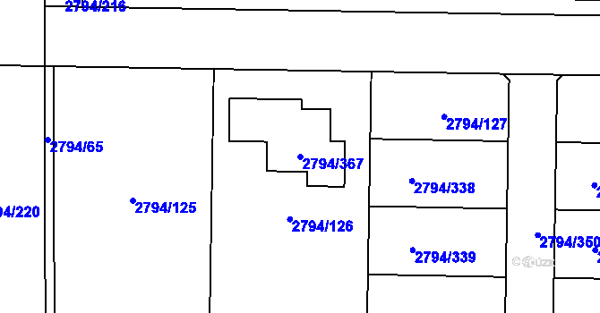 Parcela st. 2794/367 v KÚ Mohelnice, Katastrální mapa
