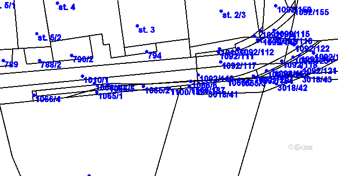 Parcela st. 1100/186 v KÚ Mohelnice, Katastrální mapa