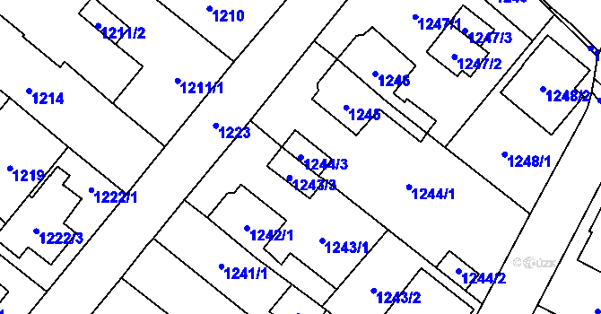 Parcela st. 1244/3 v KÚ Mohelnice, Katastrální mapa