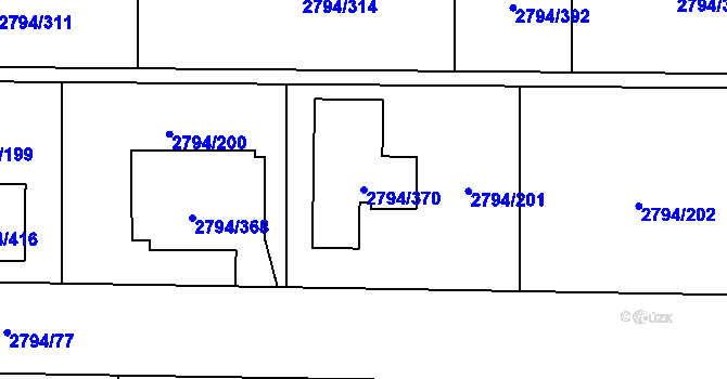 Parcela st. 2794/370 v KÚ Mohelnice, Katastrální mapa