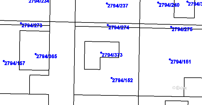 Parcela st. 2794/373 v KÚ Mohelnice, Katastrální mapa