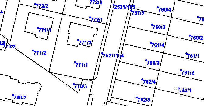 Parcela st. 2521/154 v KÚ Mohelnice, Katastrální mapa