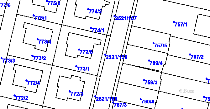 Parcela st. 2521/156 v KÚ Mohelnice, Katastrální mapa