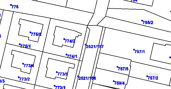 Parcela st. 2521/157 v KÚ Mohelnice, Katastrální mapa