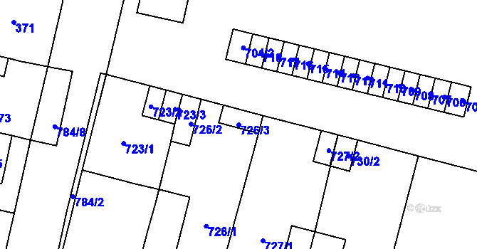 Parcela st. 726/3 v KÚ Mohelnice, Katastrální mapa