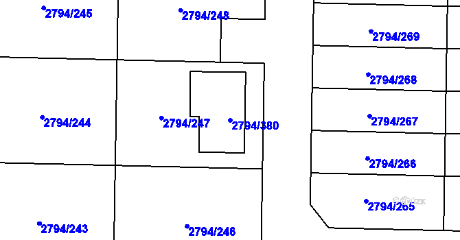 Parcela st. 2794/380 v KÚ Mohelnice, Katastrální mapa
