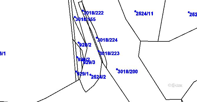 Parcela st. 3018/223 v KÚ Mohelnice, Katastrální mapa