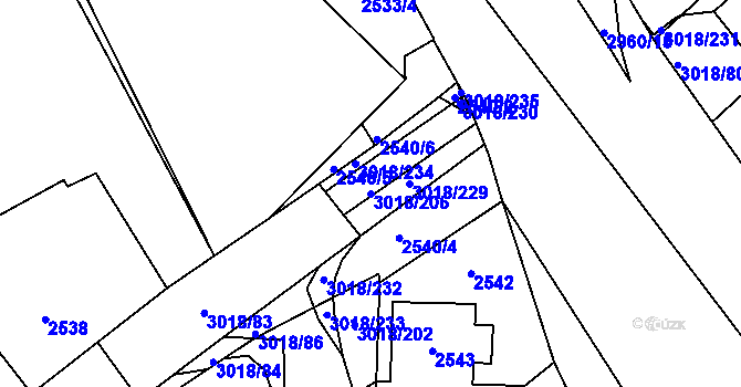 Parcela st. 3018/206 v KÚ Mohelnice, Katastrální mapa