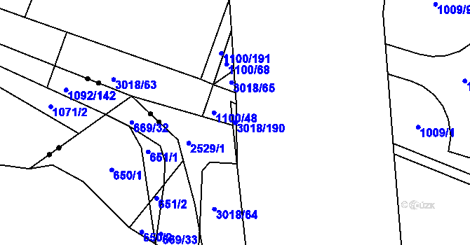 Parcela st. 3018/190 v KÚ Mohelnice, Katastrální mapa