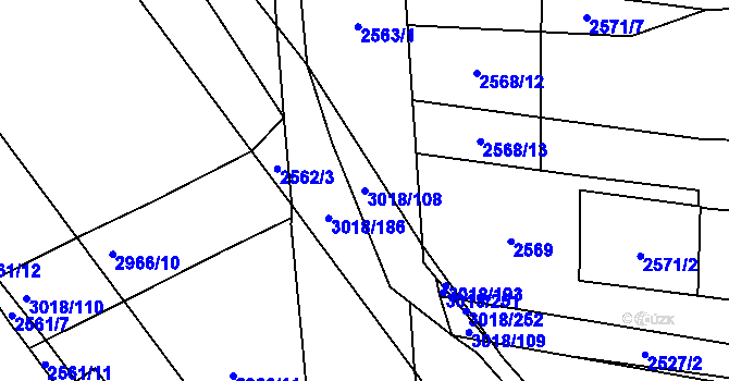 Parcela st. 3018/108 v KÚ Mohelnice, Katastrální mapa