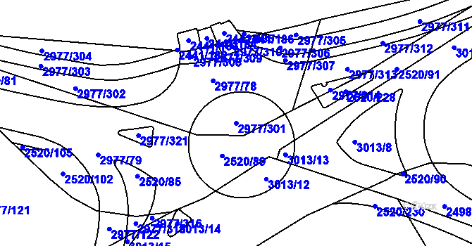 Parcela st. 2977/301 v KÚ Mohelnice, Katastrální mapa