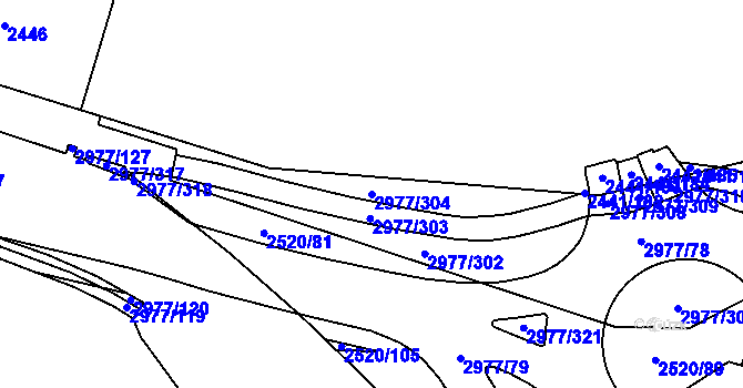 Parcela st. 2977/304 v KÚ Mohelnice, Katastrální mapa