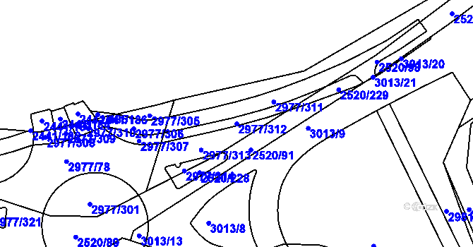 Parcela st. 2977/312 v KÚ Mohelnice, Katastrální mapa