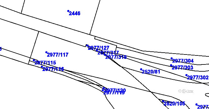 Parcela st. 2977/318 v KÚ Mohelnice, Katastrální mapa