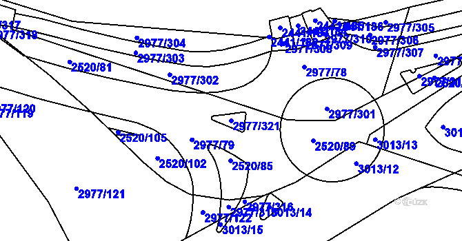 Parcela st. 2977/321 v KÚ Mohelnice, Katastrální mapa
