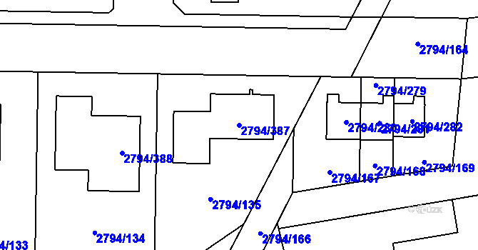 Parcela st. 2794/387 v KÚ Mohelnice, Katastrální mapa