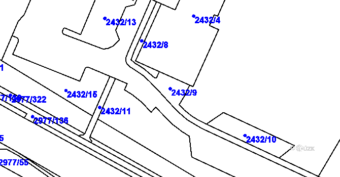 Parcela st. 2432/9 v KÚ Mohelnice, Katastrální mapa