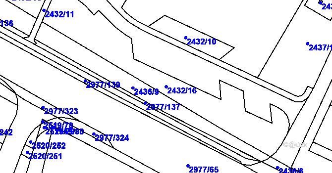 Parcela st. 2432/16 v KÚ Mohelnice, Katastrální mapa