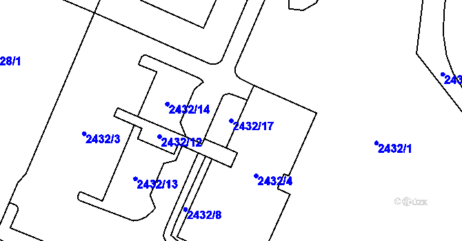 Parcela st. 2432/17 v KÚ Mohelnice, Katastrální mapa