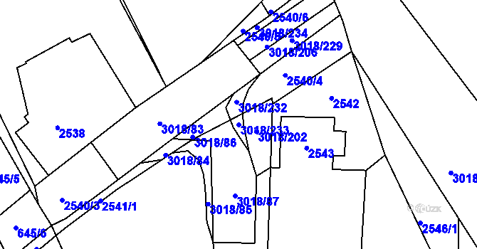 Parcela st. 3018/233 v KÚ Mohelnice, Katastrální mapa