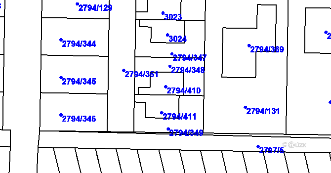 Parcela st. 2794/410 v KÚ Mohelnice, Katastrální mapa