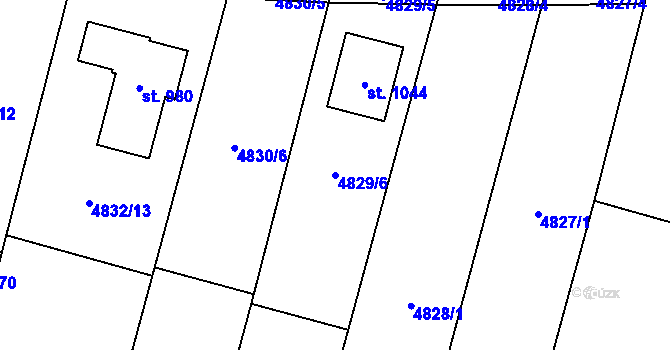 Parcela st. 4829/6 v KÚ Mohelno, Katastrální mapa