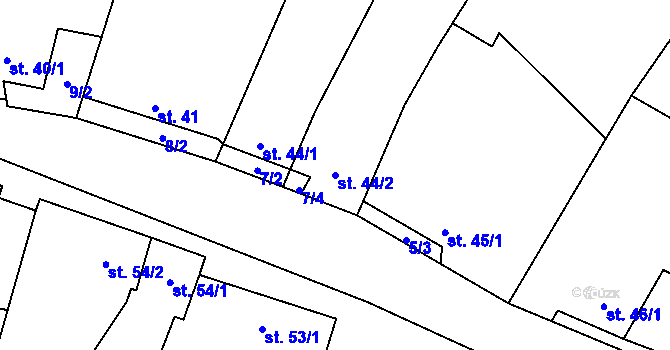 Parcela st. 44/2 v KÚ Mohelno, Katastrální mapa