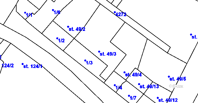 Parcela st. 49/3 v KÚ Mohelno, Katastrální mapa