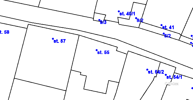 Parcela st. 55 v KÚ Mohelno, Katastrální mapa