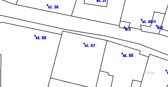 Parcela st. 57 v KÚ Mohelno, Katastrální mapa